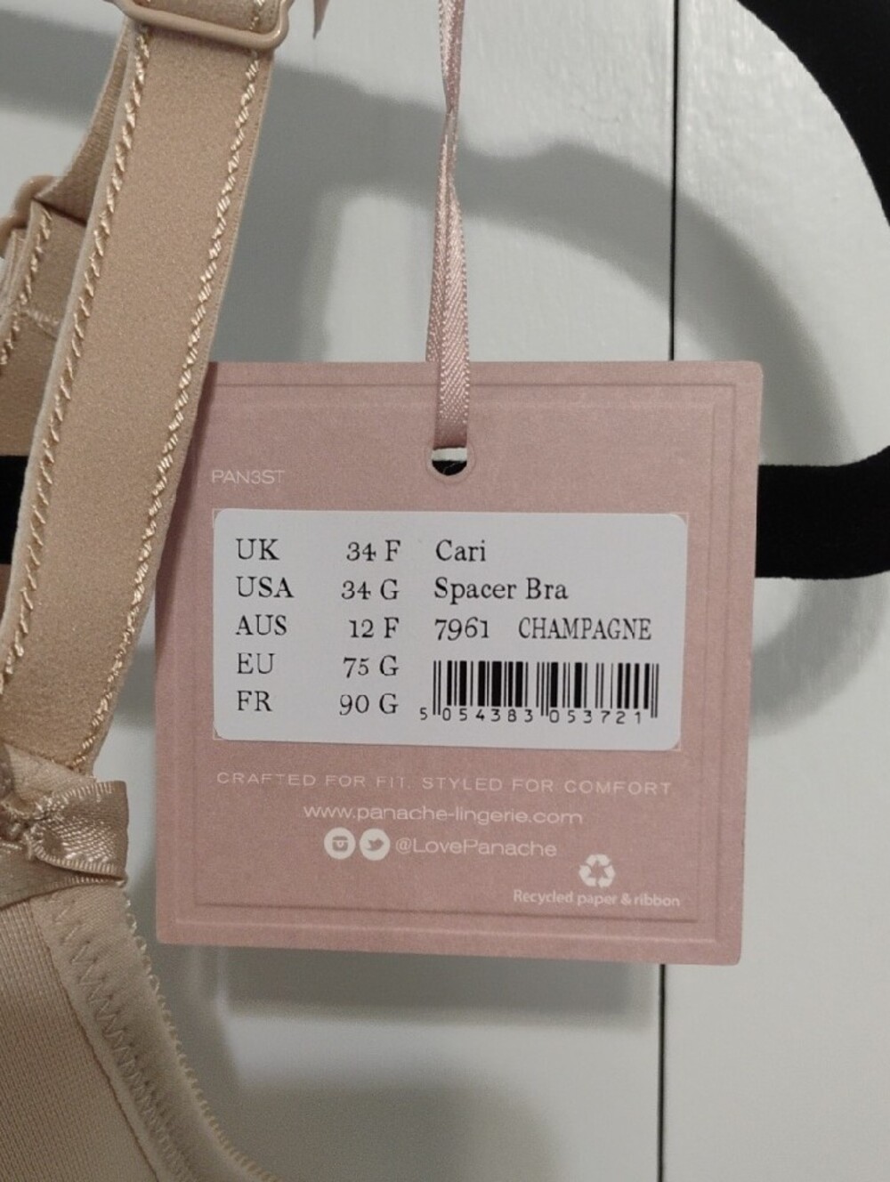 Panache Beige T-Shirt Bra with Lace Trim - Picture 3 of 6